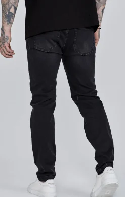 Black Distressed Slim Fit Jeans