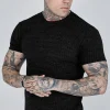 Black Rib Knit T-Shirt