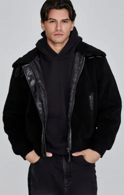 Black Sherpa Bomber Jacket