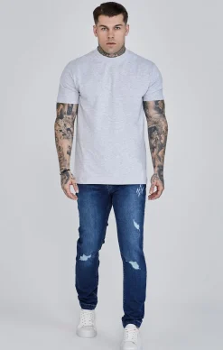 Blue Distressed Slim Fit Jeans