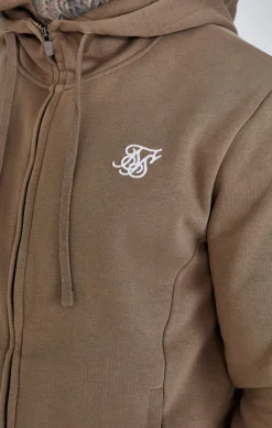 Brown Essentials Full Zip Hoodie