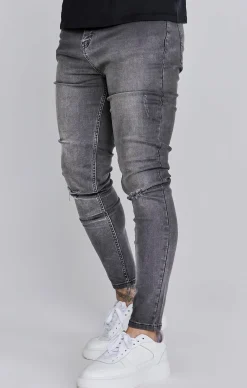 Grey Distressed Skinny Jeans