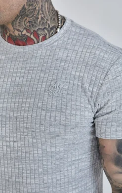 Light Grey Rib Knit T-Shirt