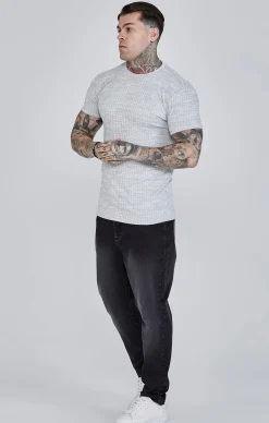 Light Grey Rib Knit T-Shirt