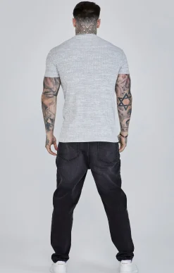 Light Grey Rib Knit T-Shirt